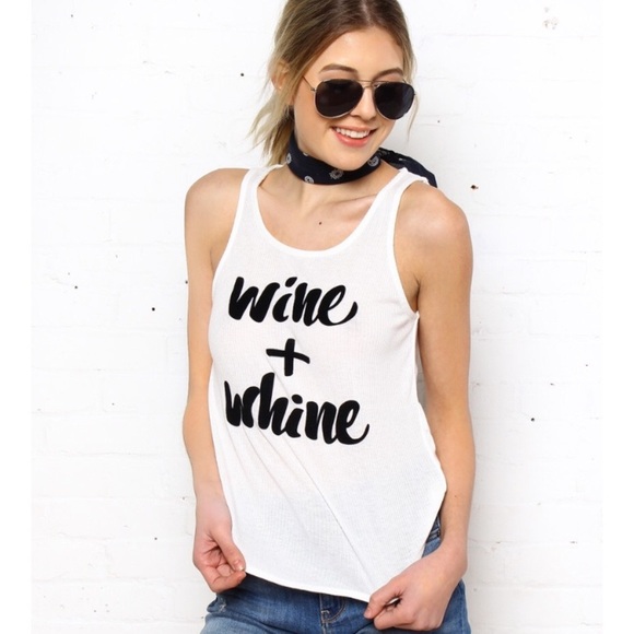 NWT MINKPINK Wine + Whine Graphic Tank White Small - Picture 5 of 6